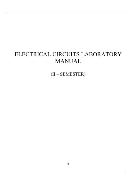 Electrical Circuits Lab Manual Ii