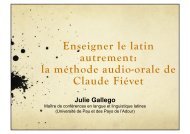 Enseigner le latin autrement: la mÃ©thode audio-orale de Claude FiÃ©vet
