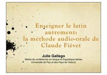 Enseigner le latin autrement: la mÃ©thode audio-orale de Claude FiÃ©vet