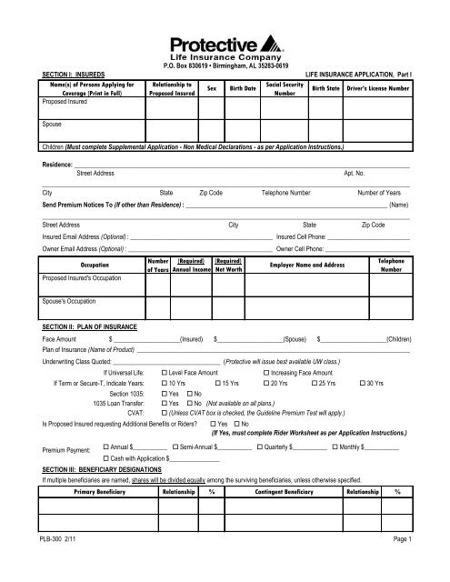 Proposed Insured Spouse Street Address Apt No City State Zip