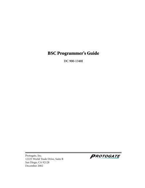 BSC Programmer's Guide - Protogate