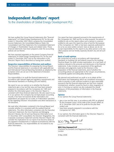 Annual Report 2007 - Global Energy Development