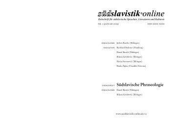 Südslavische Phraseologie - Südslavistik Online