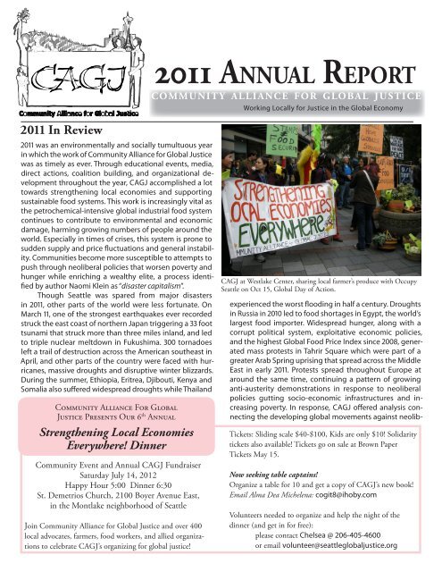 2011 AnnuAl RepoRt - Community Alliance for Global Justice