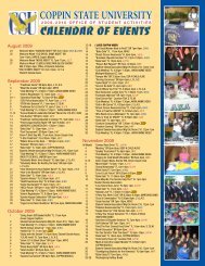 Download the Calendar of Events - Coppin State University