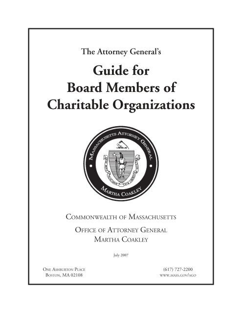 Attorney General's Guide for Board Members of a ... - Mass.Gov