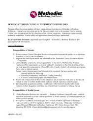 nursing student clinical experience guidelines - Methodist Healthcare