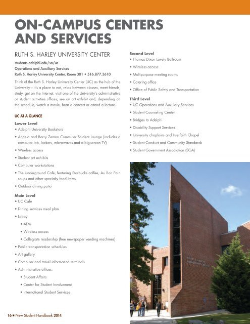 New Student Handbook 2013 - Campus Life - Adelphi University