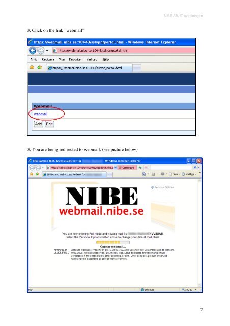 1 Instruction to log in and use webmail via NIBE portal We are sorry ...