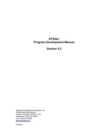 SYSdev4.3 Program Development Manual - Sea-Seg.com