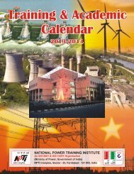 Training & Academic Calendar of NPTI 2013-14