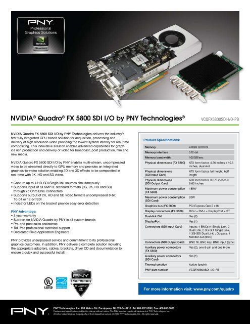 NVIDIAÂ® QuadroÂ® FX 5800 SDI I/O by PNY TechnologiesÂ®