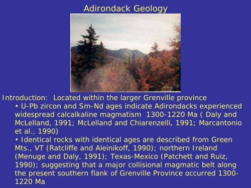 Adirondack Geology - Faculty web pages