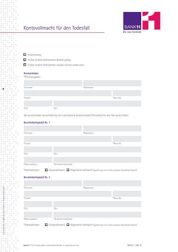 Kontovollmacht Magazine