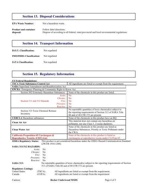 Canteen MSDS - Becker Underwood