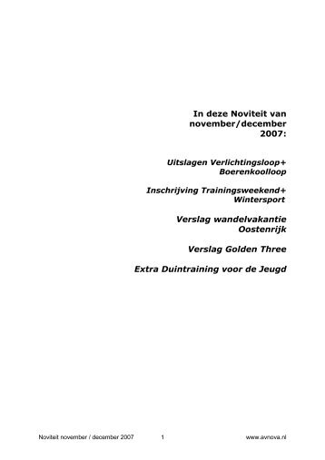 In deze Noviteit van november/december 2007: Verslag ... - AV Nova