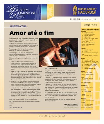 Amor atÃ© o fim - Igreja Batista ItacuruÃ§Ã¡