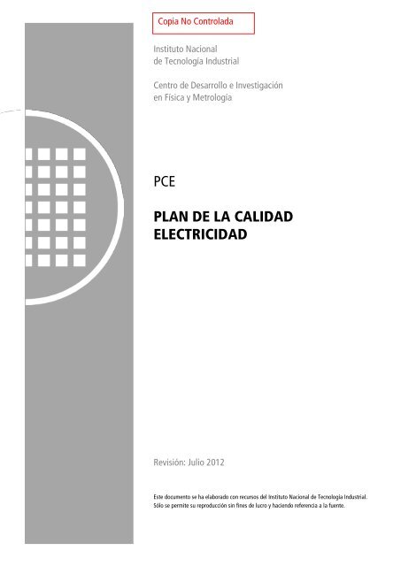 PCE PLAN DE LA CALIDAD ELECTRICIDAD - INTI