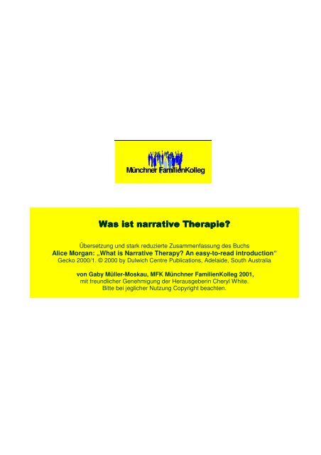 Was ist Narrative Therapie? - MÃ¼nchner Familien Kolleg