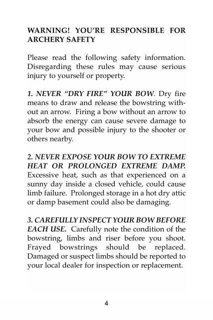 Compound Bow Owners Manual