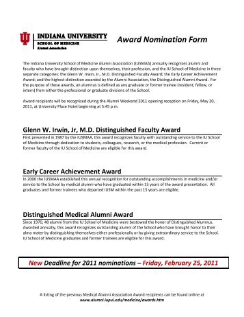 Award Nomination Form - IUPUI Alumni Relations