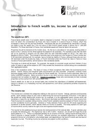 International Private Client Introduction to French ... - Blake Lapthorn