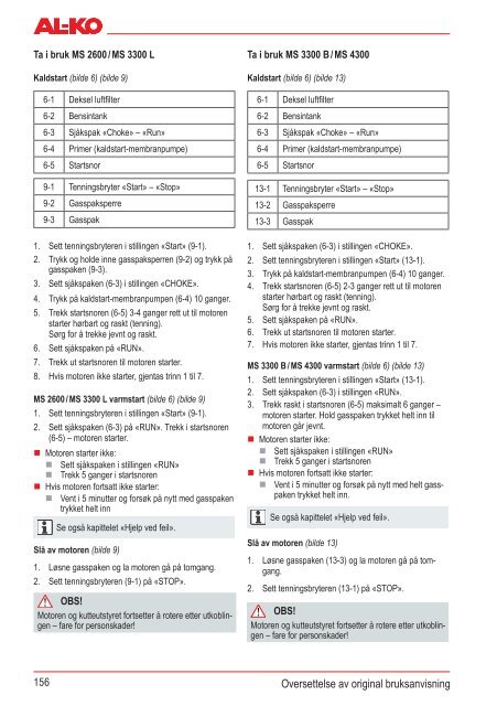 MS 2600 MS 3300 B MS 3300 L MS 4300 - Al-ko