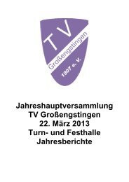 Jahresberichte Generalversammlung 2013 - TV GroÃengstingen