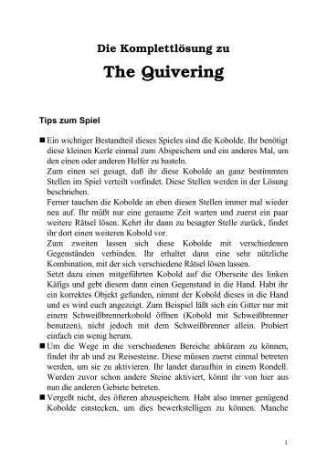 The Quivering - Kerstins`s Spielelösungen