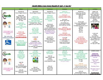 Charville Children's Centre Activity Timetable 16 th April April Ã¢Â€Â“ 1st ...