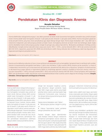 Pendekatan Klinis dan Diagnosis Anemia - Kalbe