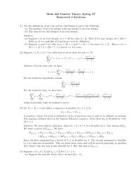 Math 223 Number Theory, Spring '07 Homework 3 Solutions