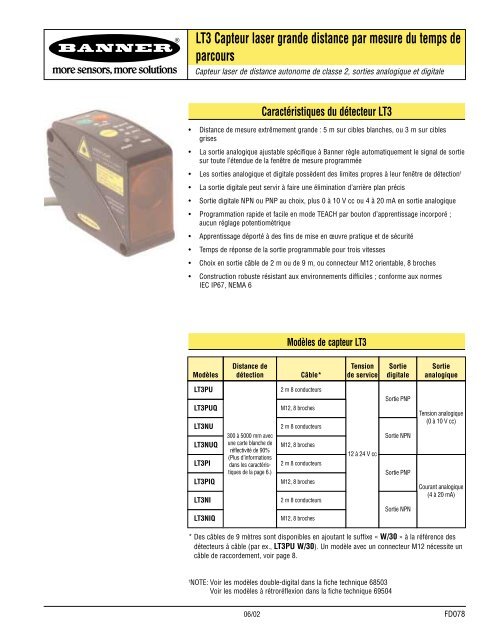 LT3 Capteur laser grande distance par mesure du temps de parcours