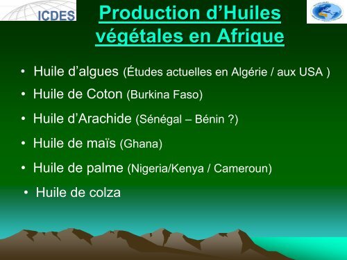 LES BIOCARBURANTS EN AFRIQUE - Sucre Ethique