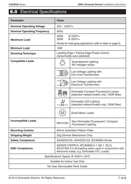 31E2RUD Series c-thru Universal Dimmer, Integrally ... - Clipsal