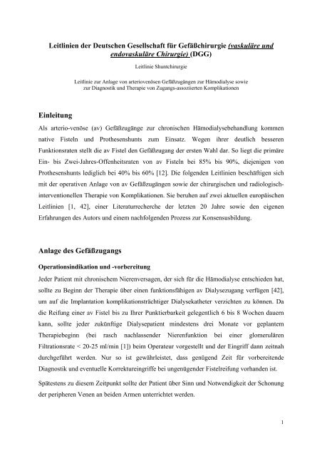 Leitlinien der Deutschen Gesellschaft für Gefäßchirurgie (vaskuläre ...