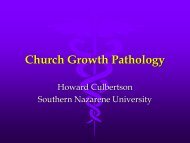Church Growth Pathology - Southern Nazarene University