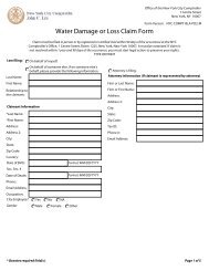 Water Damage or Loss Claim Form - NYC Office of the Comptroller