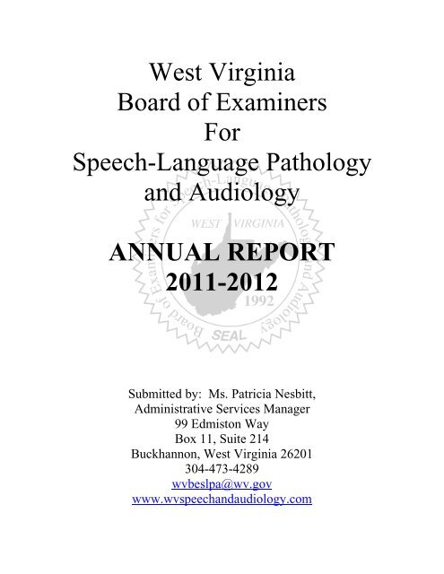 West Virginia Board of Examiners For Speech-Language Pathology ...