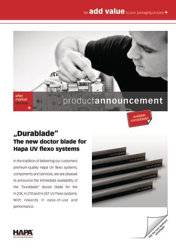 “Durablade” doctor blades - Hapa