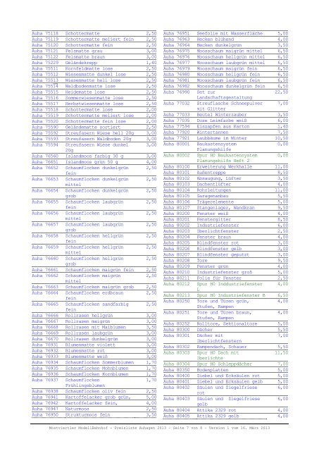 druckbare pdf-Preisliste Auhagen 2013 - beim Mostviertler ...