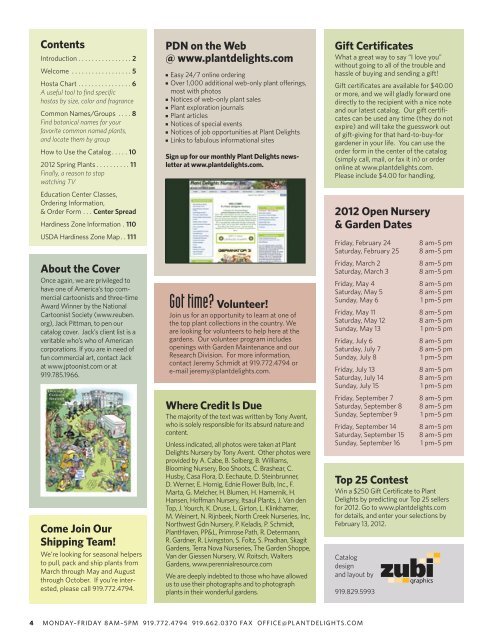 2012 Spring Sales Catalog & Plant Owner's Manual