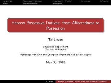 Hebrew Possessive Datives: from Affectedness to ... - Tal Linzen