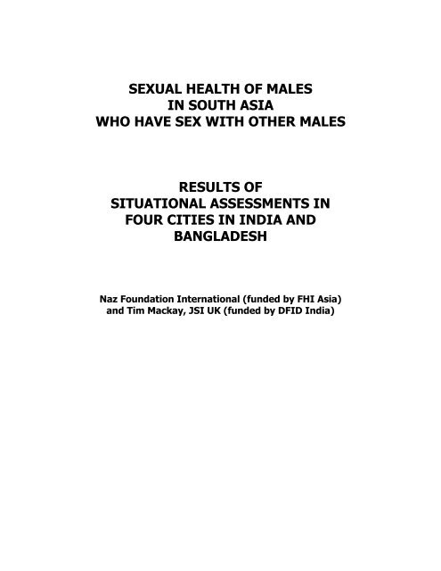 Sexual Health of males in South Asia who have sex with other males