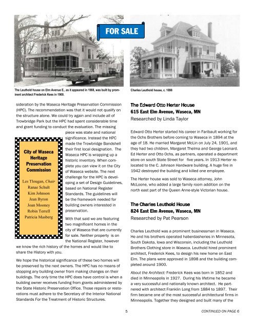 September 2012 - Waseca County Historical Society