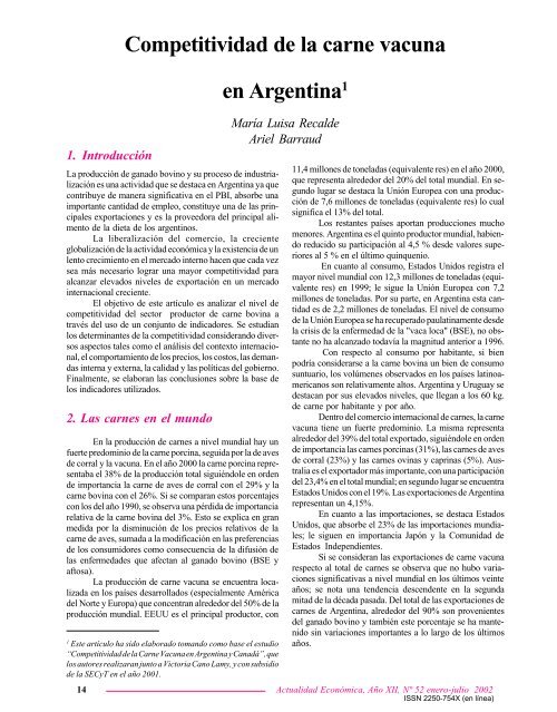 Competitividad de la carne vacuna en Argentina - Instituto de ...