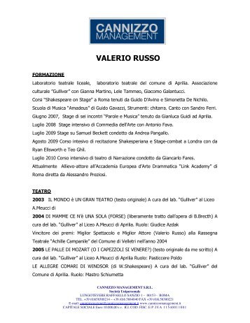 CV Valerio Russo - Cannizzo Management