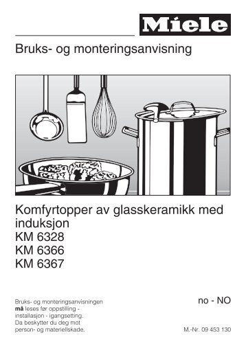 Bruks- og monteringsanvisning Komfyrtopper av glasskeramikk med ...