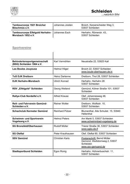 Informationen - Stadt Schleiden