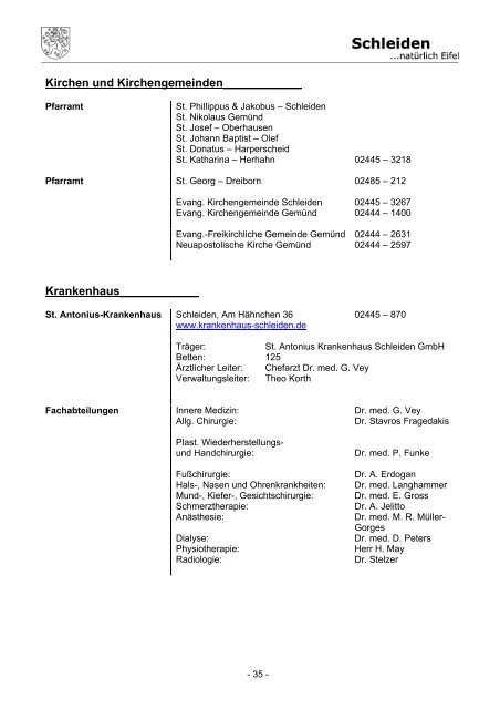 Informationen - Stadt Schleiden